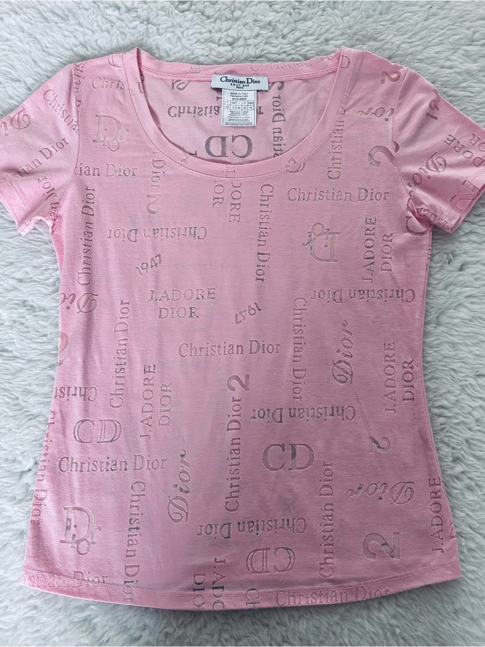 Christian Dior Pink Logo Silhouette Vintage Tee Sz EU42 US S-M - Picture 8 of 16
